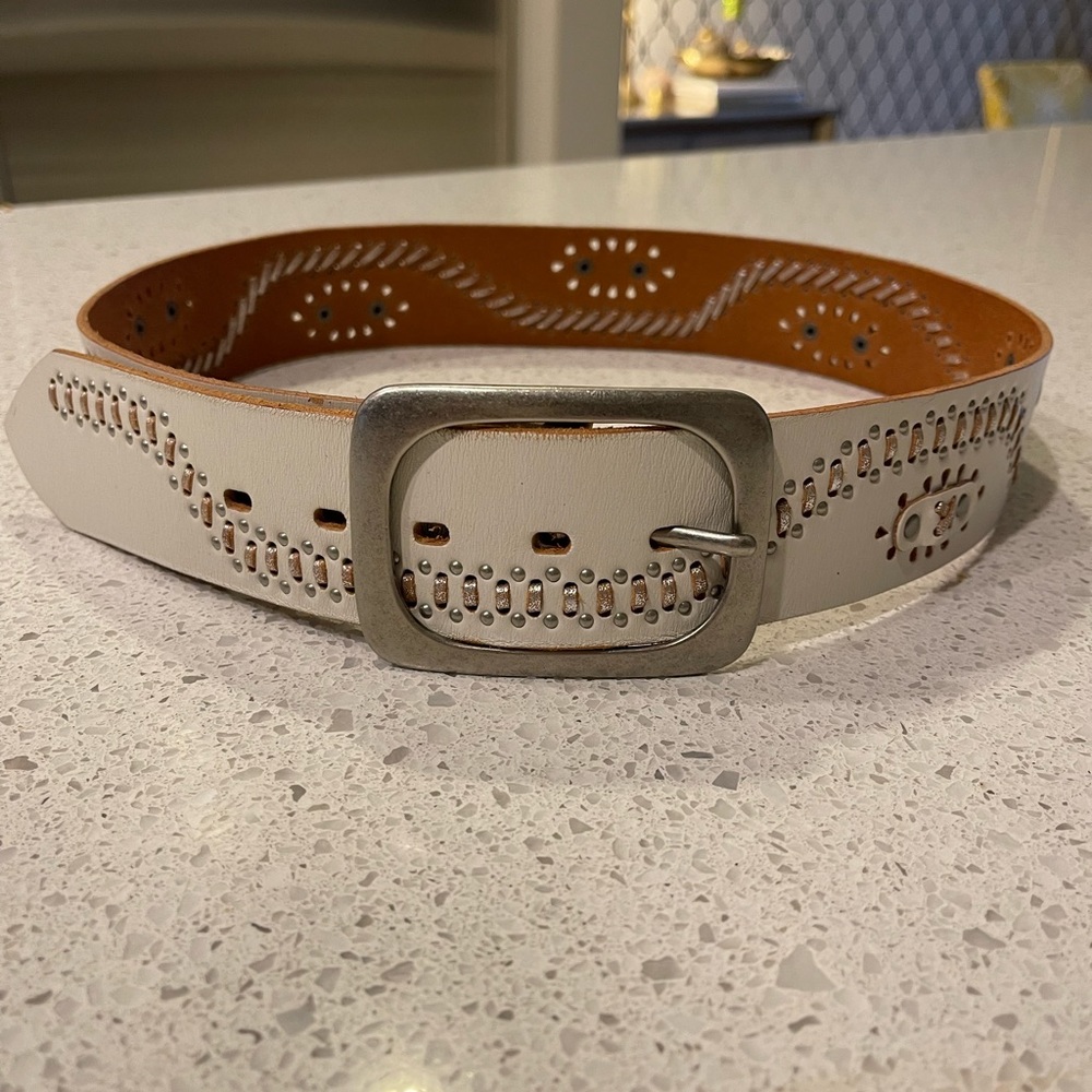 Cream leather belt